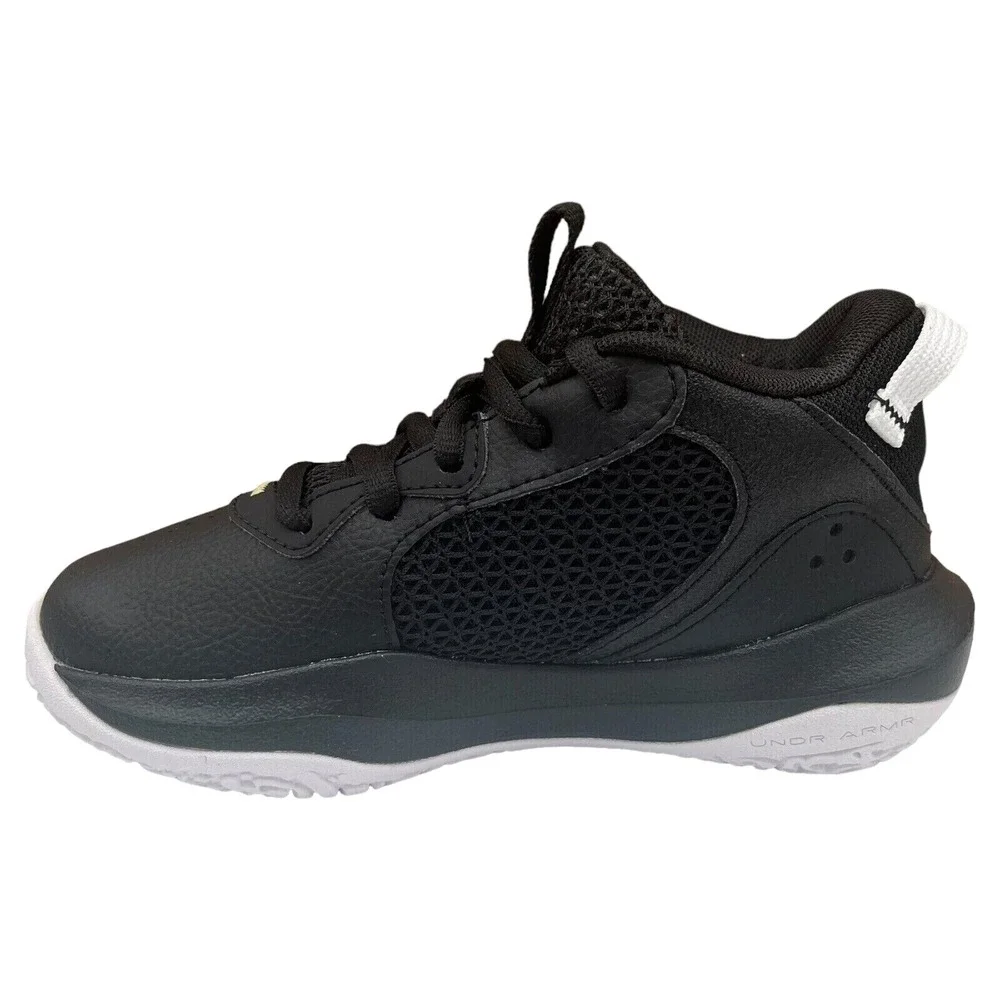 Under Armour Lockdown Little Boy's Leather Basketball Shoe Size 12 Black Lace Up